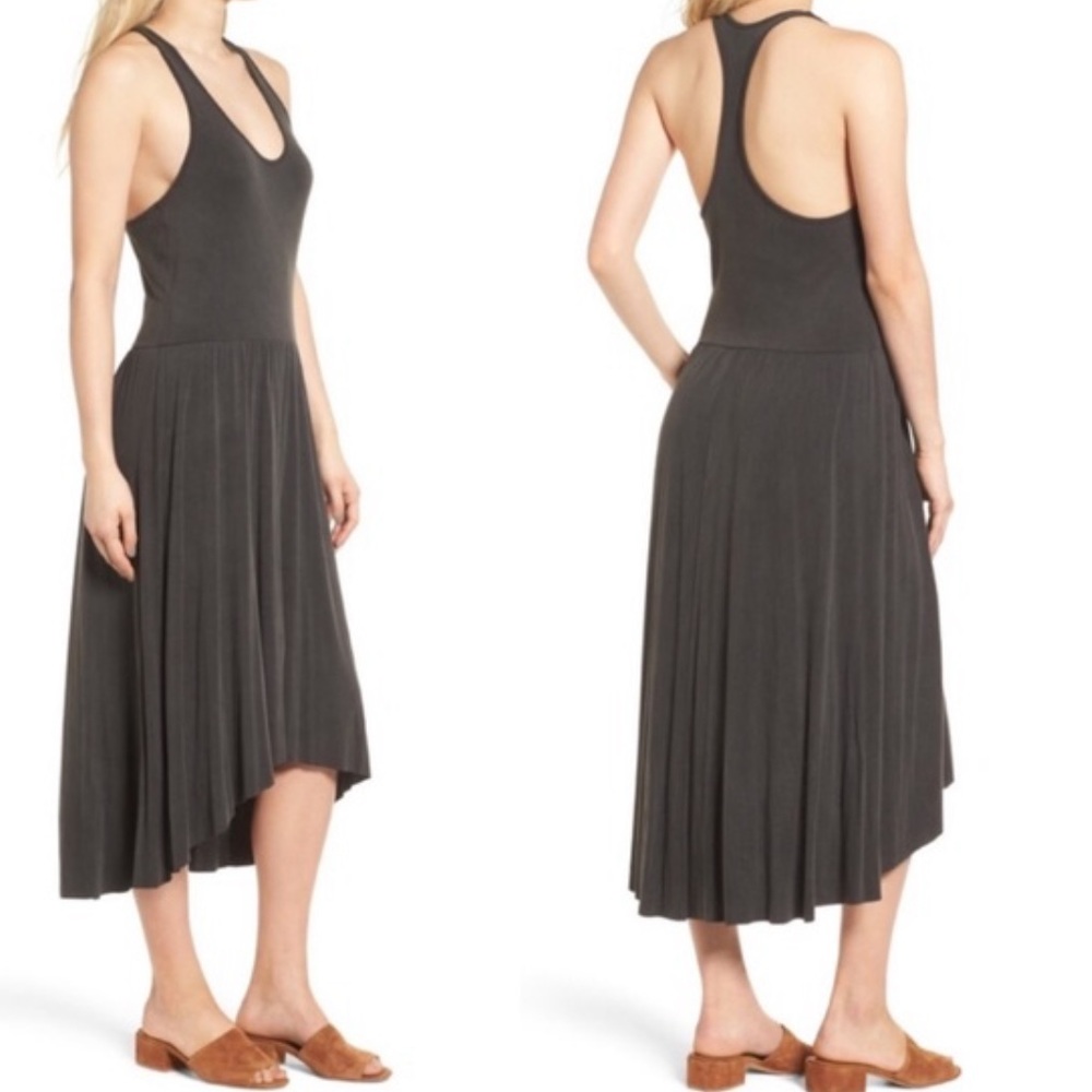 Hinge Grey Racerback Midi Dress Large